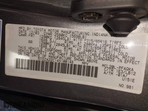 2004 Toyota Sienna XLE z VIN 5TDZA22C14S100148, wystawiony jako IAAI lot #43466057 z przebiegiem 117 265 mil mil oraz . Historia ofert i sprzedaży dostępna na DreamBid. Obrazek 9.