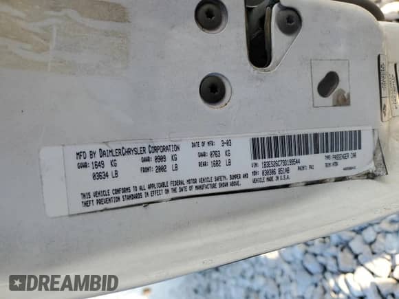 2003 Dodge Neon SE with VIN 1B3ES26C73D199544, listed as a Copart auction lot 69262204 with 224,922 mi miles and Salvage title. Bid and sale history available at DreamBid. Image 12.