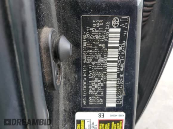 2011 Toyota Corolla L with VIN 2T1BU4EE8BC687164, listed as a Copart auction lot 67632375 with 205,527 mi miles and Salvage title. Bid and sale history available at DreamBid. Image 12.