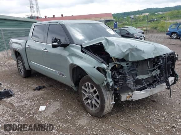 2024 Toyota Tundra 1794 Edition with VIN 5TFMA5DB7RX237449, listed as a IAAI auction lot 42300855 with 16,295 mi miles and . Bid and sale history available at DreamBid. Image 1.
