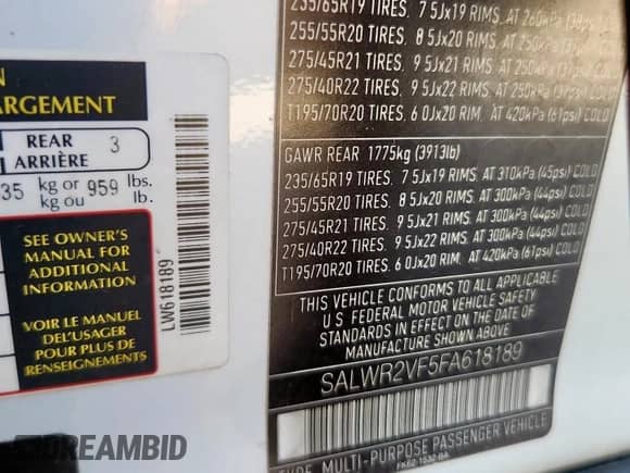 2015 Land Rover Range Rover Sport HSE with VIN SALWR2VF5FA618189, listed as a Copart auction lot 81569925 with 133,092 mi miles and Clean title. Bid and sale history available at DreamBid. Image 12.