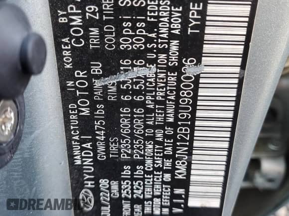 2009 Hyundai Tucson с VIN KM8JN12B19U980026, выставлен на аукционе Copart как лот 87108624 с пробегом 135 097 миль миль и Списание • Salvage title. История ставок и продаж доступна на DreamBid. Изображение 13.