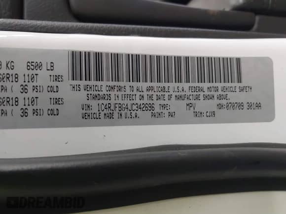 2018 Jeep Grand Cherokee Sterling с VIN 1C4RJFBG4JC342696, выставлен на аукционе IAAI как лот 41644851 с пробегом 107 570 миль миль и . История ставок и продаж доступна на DreamBid. Изображение 9.