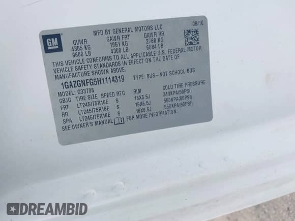 2017 Chevrolet Express Passenger LS с VIN 1GAZGNFG5H1114319, выставлен на аукционе IAAI как лот 42445377 с пробегом 202 127 миль миль и . История ставок и продаж доступна на DreamBid. Изображение 9.