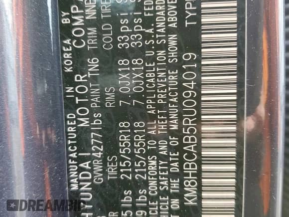 2024 Hyundai Kona SEL с VIN KM8HBCAB5RU094019, выставлен на аукционе Copart как лот 77760194 с пробегом 3 893 миль миль и Списание • Salvage title. История ставок и продаж доступна на DreamBid. Изображение 13.