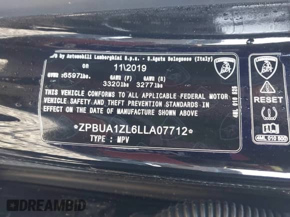 2020 Lamborghini Urus с VIN ZPBUA1ZL6LLA07712, выставлен на аукционе IAAI как лот 42273708 с пробегом 87 467 миль миль и . История ставок и продаж доступна на DreamBid. Изображение 9.