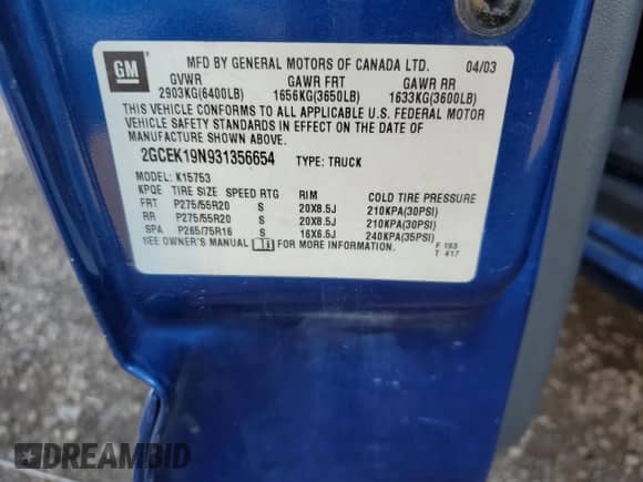 2003 Chevrolet Silverado SS с VIN 2GCEK19N931356654, выставлен на аукционе Copart как лот 72966944 с пробегом 292 812 миль миль и Списание • Salvage title. История ставок и продаж доступна на DreamBid. Изображение 12.