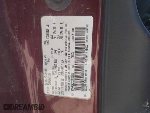 2002 Dodge 1500 с VIN 3D7HA18Z72G115028, выставлен на аукционе IAAI как лот 43237266 с пробегом 167 325 миль миль и . История ставок и продаж доступна на DreamBid. Изображение 9.