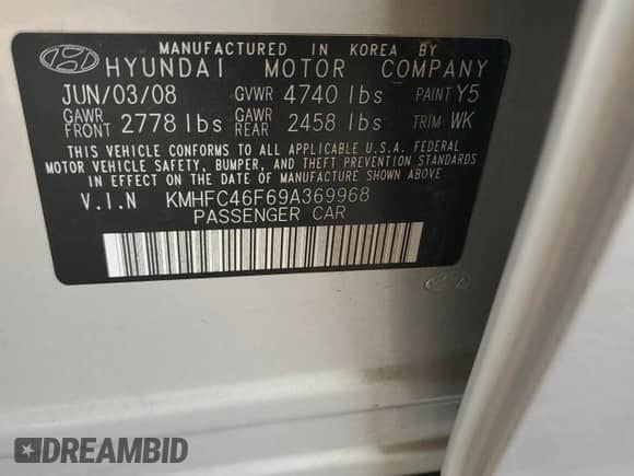 2009 Hyundai Azera Limited with VIN KMHFC46F69A369968, listed as a Copart auction lot 64187465 with 138,889 mi miles and Salvage title. Bid and sale history available at DreamBid. Image 12.