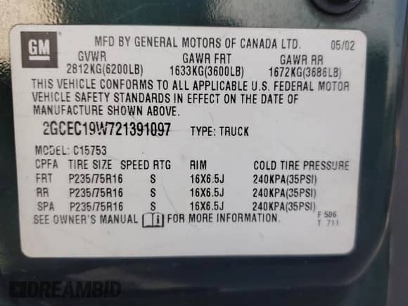 2002 Chevrolet Silverado 1500 с VIN 2GCEC19W721391097, выставлен на аукционе Copart как лот 44111575 с пробегом Не указан миль и Списание • Salvage title. История ставок и продаж доступна на DreamBid. Изображение 14.