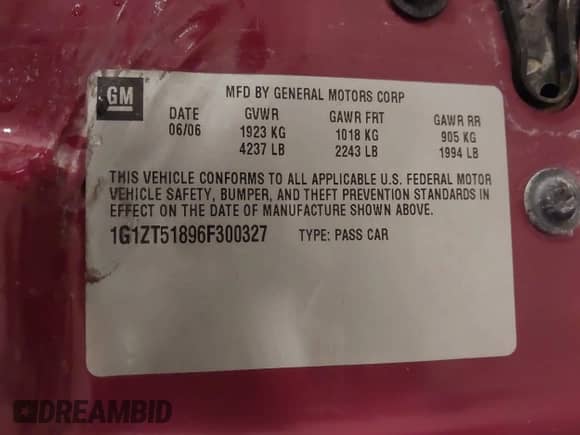 2006 Chevrolet Malibu 2LT с VIN 1G1ZT51896F300327, выставлен на аукционе IAAI как лот 43284617 с пробегом 197 684 миль миль и . История ставок и продаж доступна на DreamBid. Изображение 9.