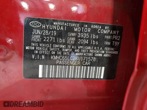 2019 Hyundai Ioniq Blue с VIN KMHC65LC2KU171578, выставлен на аукционе Copart как лот 49599784 с пробегом 121 055 миль миль и . История ставок и продаж доступна на DreamBid. Изображение 12.