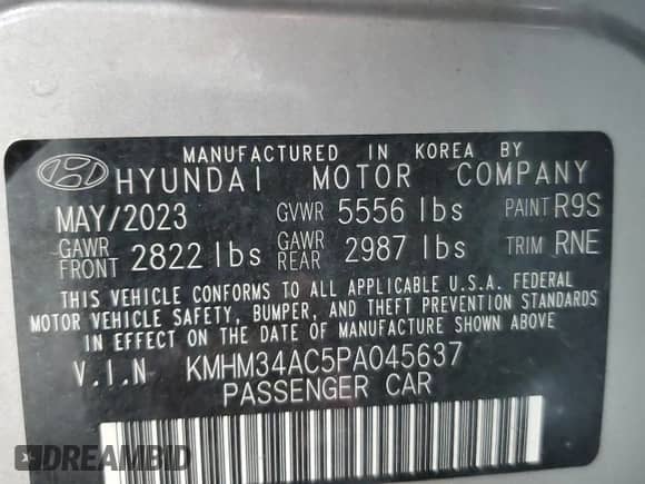 2023 Hyundai Ioniq 6 SEL с VIN KMHM34AC5PA045637, выставлен на аукционе Copart как лот 68429815 с пробегом 17 800 миль миль и Списание • Salvage title. История ставок и продаж доступна на DreamBid. Изображение 12.