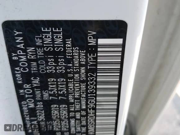 2016 Hyundai Santa Fe Limited z VIN KM8SRDHF9GU139332, wystawiony jako Copart lot #69971665 z przebiegiem 182 135 mil mil oraz Szkoda całkowita • Salvage title. Historia ofert i sprzedaży dostępna na DreamBid. Obrazek 14.