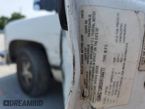 1999 Chevrolet Tahoe Police Special с VIN 1GNEC13R0XR104272, выставлен на аукционе Copart как лот 59710385 с пробегом 154 947 миль миль и Чистый • Clean title. История ставок и продаж доступна на DreamBid. Изображение 13.