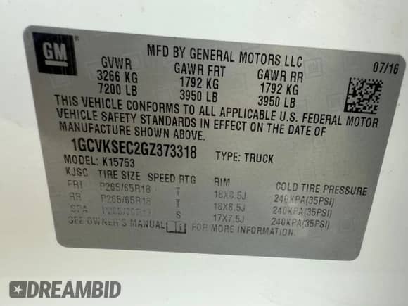 2016 Chevrolet Silverado 1500 LTZ с VIN 1GCVKSEC2GZ373318, выставлен на аукционе Copart как лот 84875495 с пробегом 241 412 миль миль и Чистый • Clean title. История ставок и продаж доступна на DreamBid. Изображение 10.