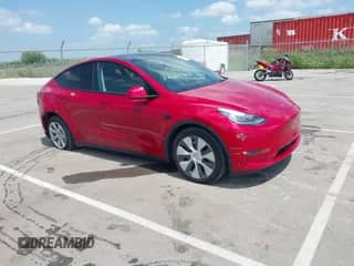 2021 Tesla Model Y Long Range with VIN 5YJYGDEE9MF112541, listed as a IAAI auction lot 42772299 with 55,465 mi miles and . Bid and sale history available at DreamBid. Image 1.