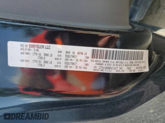2008 Dodge 1500 SLT с VIN 1D7HU18N98S611017, выставлен на аукционе Copart как лот 65919775 с пробегом 148 803 миль миль и Списание • Salvage title. История ставок и продаж доступна на DreamBid. Изображение 13.