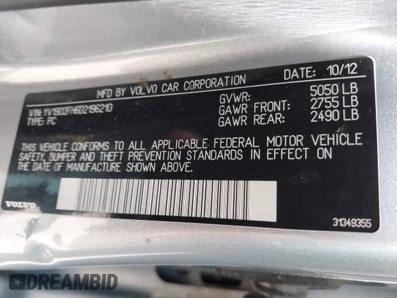 2013 Volvo S60 T6 R-Design Platinum с VIN YV1902FH6D2196210, выставлен на аукционе IAAI как лот 42623606 с пробегом 335 031 миль миль и . История ставок и продаж доступна на DreamBid. Изображение 9.