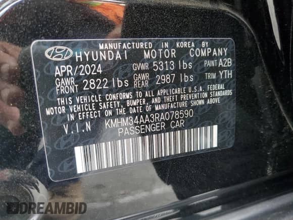 2024 Hyundai Ioniq 6 SEL with VIN KMHM34AA3RA078590, listed as a Copart auction lot 64302825 with 3,803 mi miles and Salvage title. Bid and sale history available at DreamBid. Image 12.