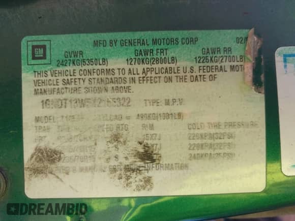 1999 Chevrolet Blazer LS z VIN 1GNDT13W5X2165322, wystawiony jako IAAI lot #43132671 z przebiegiem 198 481 mil mil oraz . Historia ofert i sprzedaży dostępna na DreamBid. Obrazek 9.