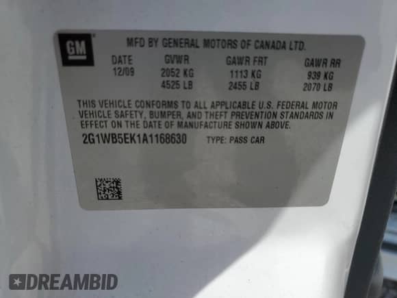 2010 Chevrolet Impala LT с VIN 2G1WB5EK1A1168630, выставлен на аукционе Copart как лот 84952015 с пробегом 143 554 миль миль и Списание • Salvage title. История ставок и продаж доступна на DreamBid. Изображение 12.