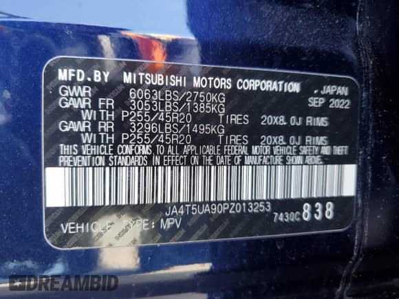 2023 Mitsubishi Outlander SE with VIN JA4T5UA90PZ013253, listed as a Copart auction lot 58120185 with 35,314 mi miles and Salvage title. Bid and sale history available at DreamBid. Image 13.