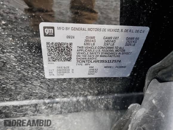 2025 Chevrolet Equinox EV LT с VIN 3GN7DLRR3SS112574, выставлен на аукционе Copart как лот 57592205 с пробегом 6 647 миль миль и Списание • Salvage title. История ставок и продаж доступна на DreamBid. Изображение 13.