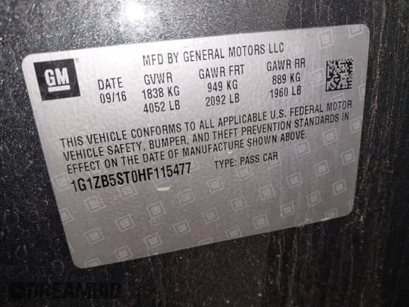 2017 Chevrolet Malibu LS с VIN 1G1ZB5ST0HF115477, выставлен на аукционе IAAI как лот 42831763 с пробегом 86 635 миль миль и . История ставок и продаж доступна на DreamBid. Изображение 9.