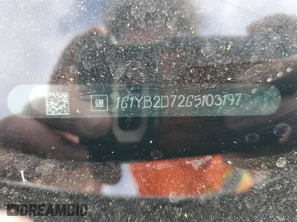 2016 Chevrolet Corvette 1LT with VIN 1G1YB2D72G5103197, listed as a Copart auction lot 56935455 with 26,201 mi miles and Salvage title. Bid and sale history available at DreamBid. Image 13.