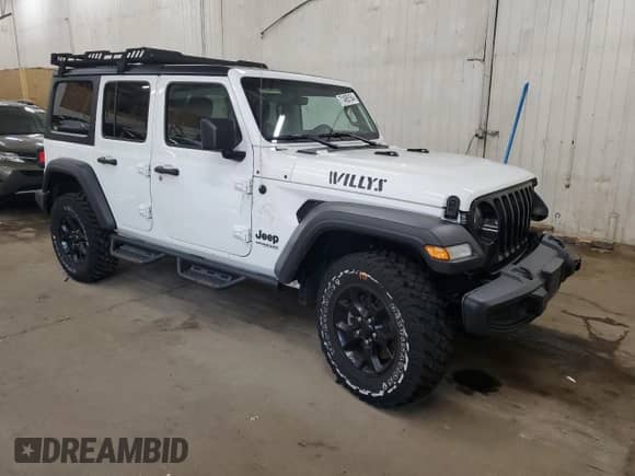 2022 Jeep Wrangler Unlimited Willys z VIN 1C4HJXDM0NW244953, wystawiony jako Copart lot #71495154 z przebiegiem 14 577 mil mil oraz Szkoda całkowita • Salvage title. Historia ofert i sprzedaży dostępna na DreamBid. Obrazek 4.