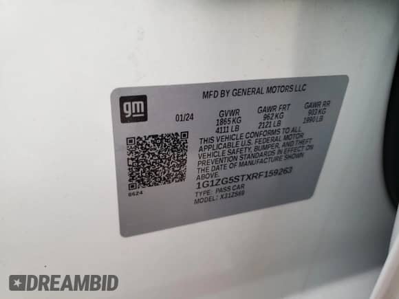 2024 Chevrolet Malibu RS с VIN 1G1ZG5STXRF159263, выставлен на аукционе Copart как лот 67307605 с пробегом 12 093 миль миль и Списание • Salvage title. История ставок и продаж доступна на DreamBid. Изображение 12.