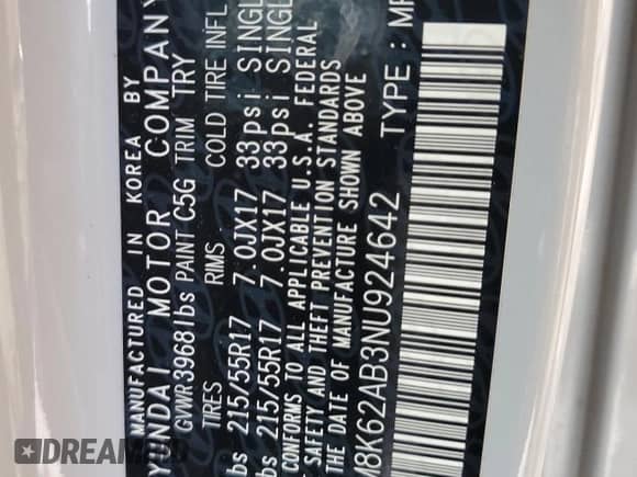 2022 Hyundai Kona SEL с VIN KM8K62AB3NU924642, выставлен на аукционе Copart как лот 82055765 с пробегом 48 050 миль миль и На запчасти • Non repairable. История ставок и продаж доступна на DreamBid. Изображение 14.