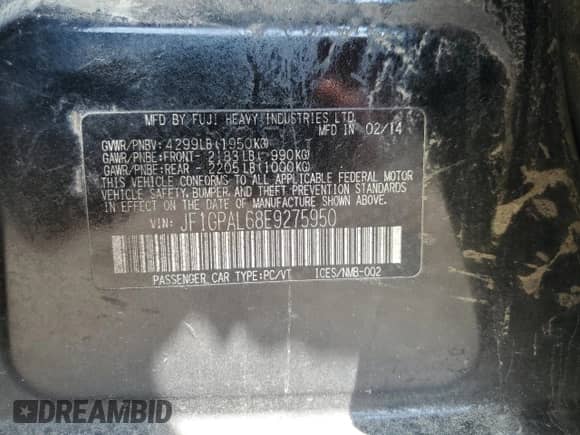 2014 Subaru Impreza Special Sports Premium z VIN JF1GPAL68E9275950, wystawiony jako Copart lot #64955275 z przebiegiem 58 011 mil mil oraz Czysty tytuł • Clean title. Historia ofert i sprzedaży dostępna na DreamBid. Obrazek 12.