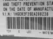 2014 Honda Accord LX z VIN 1HGCR2F39EA286238, wystawiony jako IAAI lot #42145944 z przebiegiem 126 385 mil mil oraz . Historia ofert i sprzedaży dostępna na DreamBid. Obrazek 9.