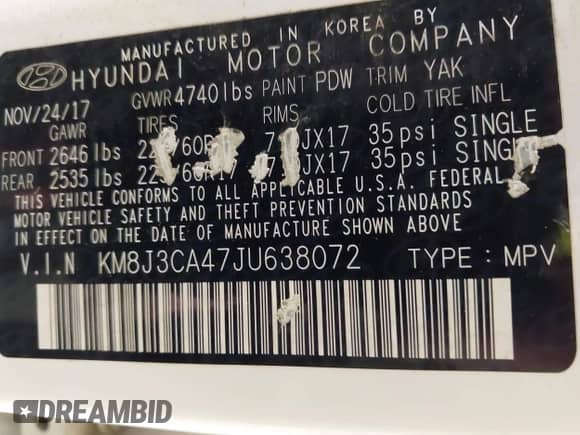 2018 Hyundai Tucson SEL с VIN KM8J3CA47JU638072, выставлен на аукционе IAAI как лот 43001797 с пробегом 143 326 миль миль и . История ставок и продаж доступна на DreamBid. Изображение 9.