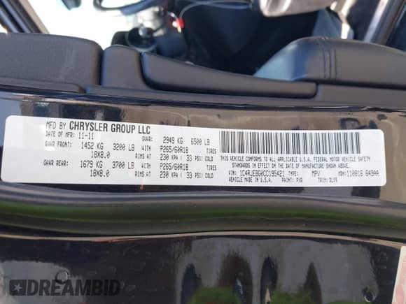 2012 Jeep Grand Cherokee Limited z VIN 1C4RJEBG0CC195421, wystawiony jako IAAI lot #42975299 z przebiegiem 152 546 mil mil oraz . Historia ofert i sprzedaży dostępna na DreamBid. Obrazek 9.