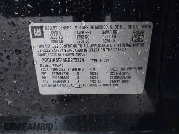 2016 Chevrolet Silverado 1500 LTZ z VIN 3GCUKSEJ4GG272274, wystawiony jako IAAI lot #41913589 z przebiegiem 144 027 mil mil oraz . Historia ofert i sprzedaży dostępna na DreamBid. Obrazek 9.