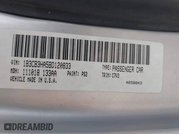 2011 Dodge Caliber Mainstreet с VIN 1B3CB3HA5BD120833, выставлен на аукционе IAAI как лот 42629055 с пробегом 132 689 миль миль и . История ставок и продаж доступна на DreamBid. Изображение 9.
