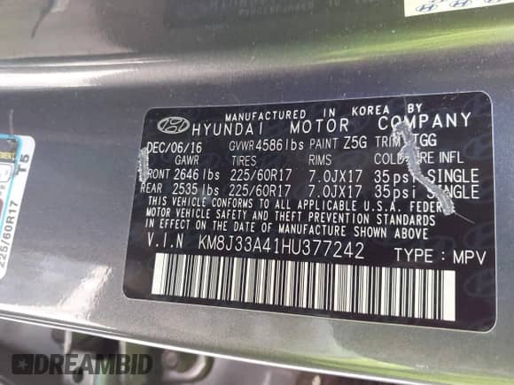 2017 Hyundai Tucson SE с VIN KM8J33A41HU377242, выставлен на аукционе IAAI как лот 43246443 с пробегом 130 000 миль миль и . История ставок и продаж доступна на DreamBid. Изображение 9.