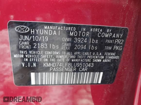 2020 Hyundai Elantra SE с VIN KMHD74LF8LU951043, выставлен на аукционе IAAI как лот 43376930 с пробегом 15 232 миль миль и . История ставок и продаж доступна на DreamBid. Изображение 9.