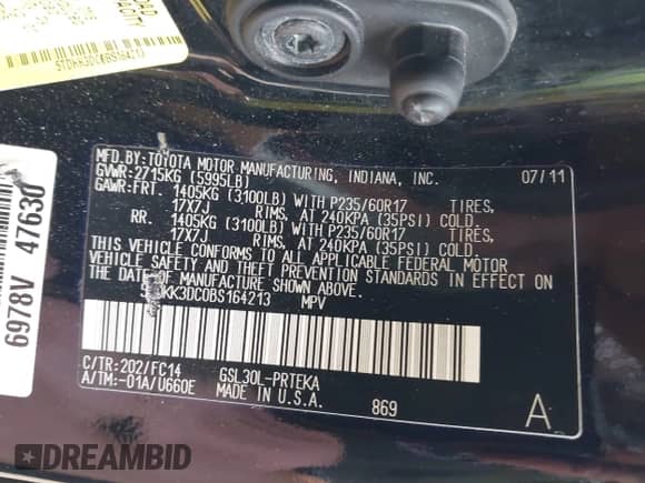 2011 Toyota Sienna LE с VIN 5TDKK3DC0BS164213, выставлен на аукционе IAAI как лот 42941714 с пробегом 105 296 миль миль и . История ставок и продаж доступна на DreamBid. Изображение 18.