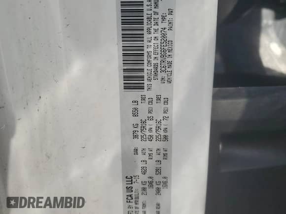 2015 Ram ProMaster Cargo с VIN 3C6TRVBG6FE520074, выставлен на аукционе Copart как лот 46472965 с пробегом 150 918 миль миль и Списание • Salvage title. История ставок и продаж доступна на DreamBid. Изображение 15.