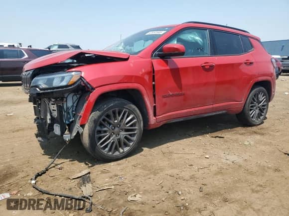 2022 Jeep Compass (RED) Edition with VIN 3C4NJDCB0NT197818, listed as a Copart auction lot 60680995 with 36,828 mi miles and Salvage title. Bid and sale history available at DreamBid. Image 1.