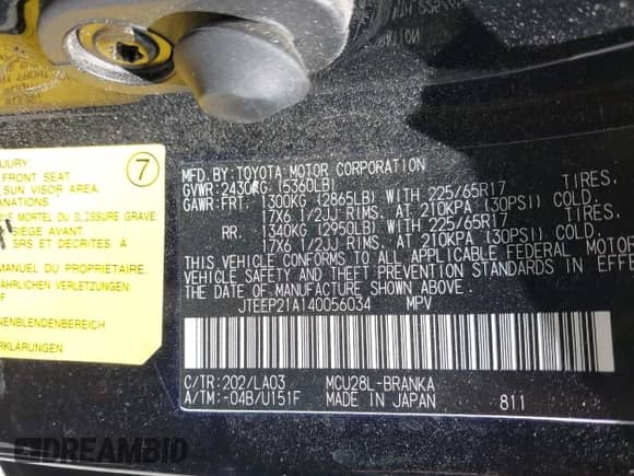 2004 Toyota Highlander с VIN JTEEP21A140056034, выставлен на аукционе IAAI как лот 43198121 с пробегом 156 995 миль миль и . История ставок и продаж доступна на DreamBid. Изображение 9.