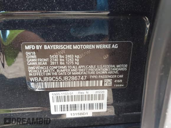 2018 BMW 5 Series M550i xDrive с VIN WBAJB9C55JB286747, выставлен на аукционе IAAI как лот 42583106 с пробегом 141 102 миль миль и . История ставок и продаж доступна на DreamBid. Изображение 9.