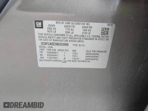 2011 Chevrolet Equinox 2LT с VIN 2CNFLNEC5B6220886, выставлен на аукционе IAAI как лот 42463698 с пробегом 157 259 миль миль и . История ставок и продаж доступна на DreamBid. Изображение 9.