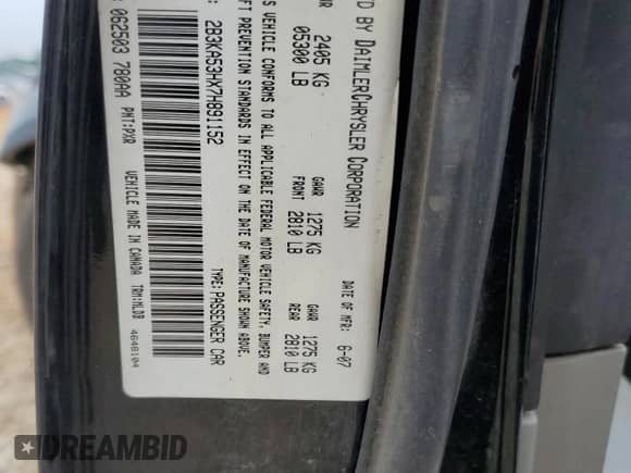 2007 Dodge Charger R/T z VIN 2B3KA53HX7H891152, wystawiony jako Copart lot #61636865 z przebiegiem 181 924 mil mil oraz Szkoda całkowita • Salvage title. Historia ofert i sprzedaży dostępna na DreamBid. Obrazek 12.