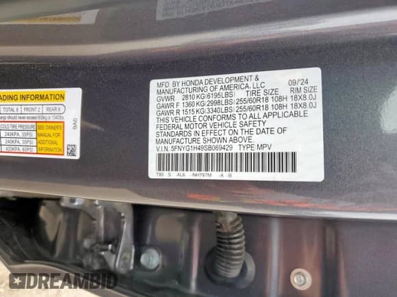 2025 Honda Pilot EX-L с VIN 5FNYG1H49SB069429, выставлен на аукционе Copart как лот 65505835 с пробегом 8 672 миль миль и Списание • Salvage title. История ставок и продаж доступна на DreamBid. Изображение 13.