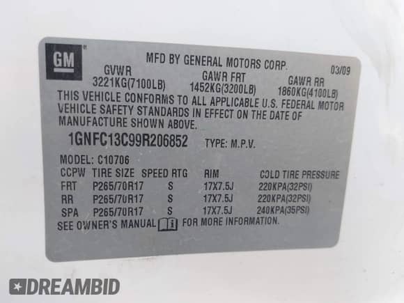 2009 Chevrolet Tahoe LS с VIN 1GNFC13C99R206852, выставлен на аукционе IAAI как лот 43133456 с пробегом 171 316 миль миль и . История ставок и продаж доступна на DreamBid. Изображение 9.